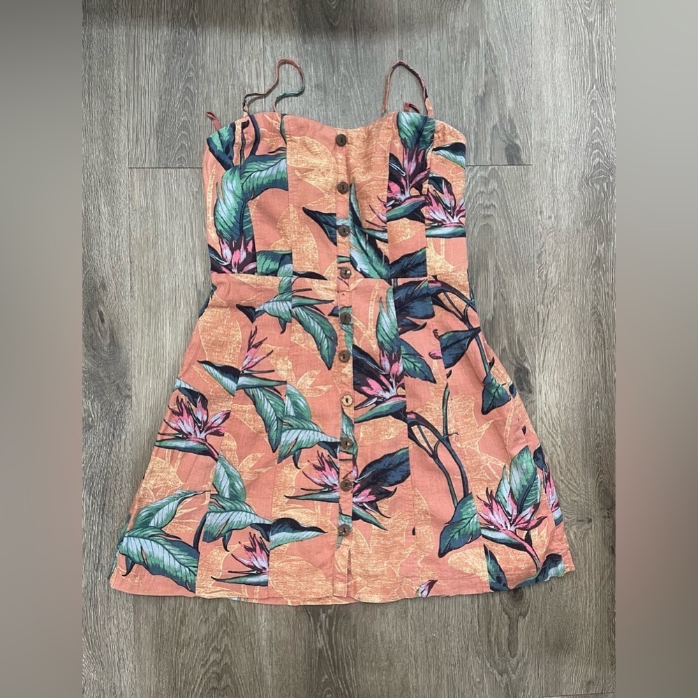 Kimchi Blue Coral and Green Floral Dress
